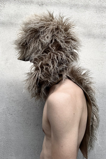 HAIRY FUR SCARF CAP