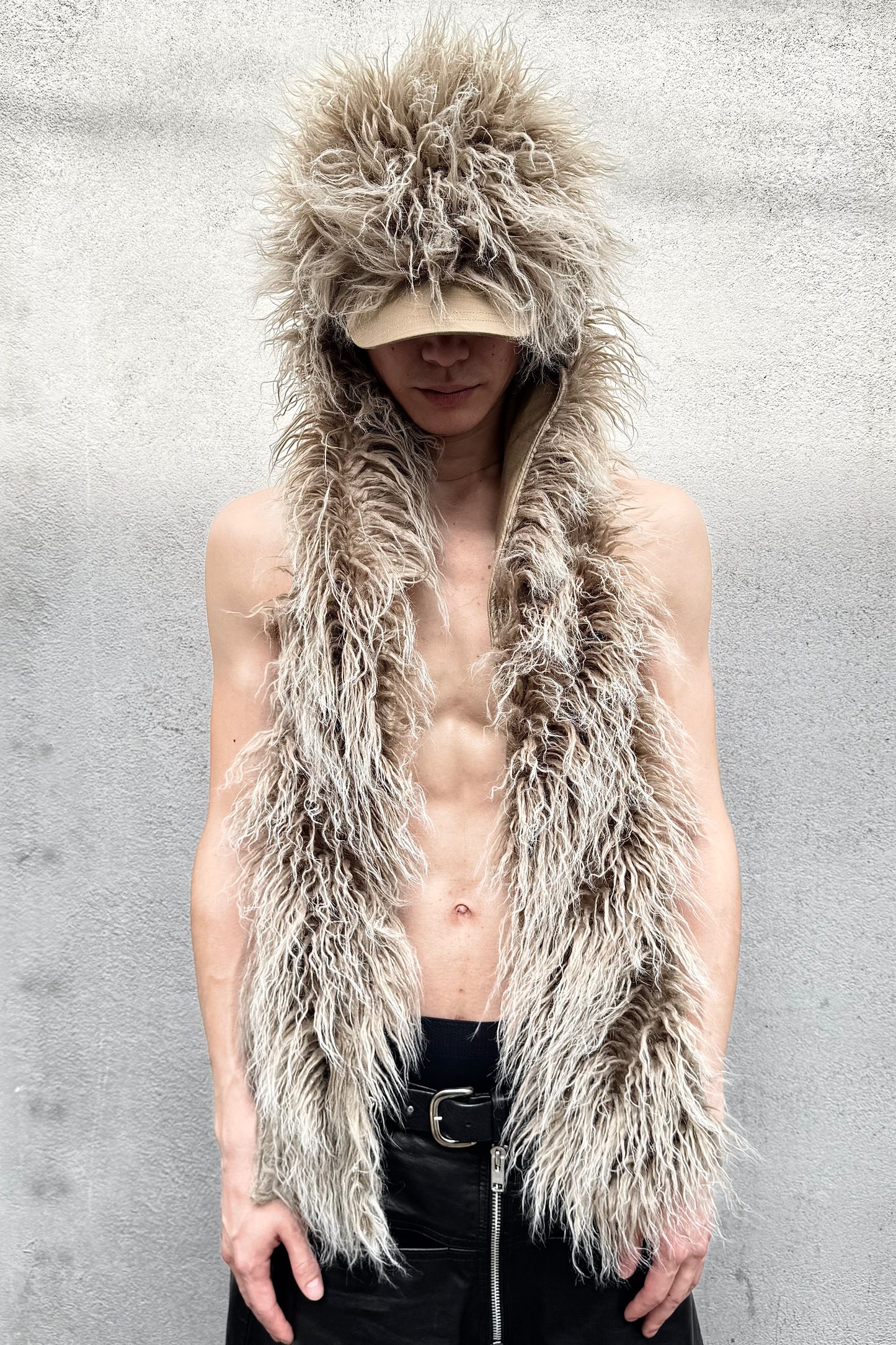 HAIRY FUR SCARF CAP