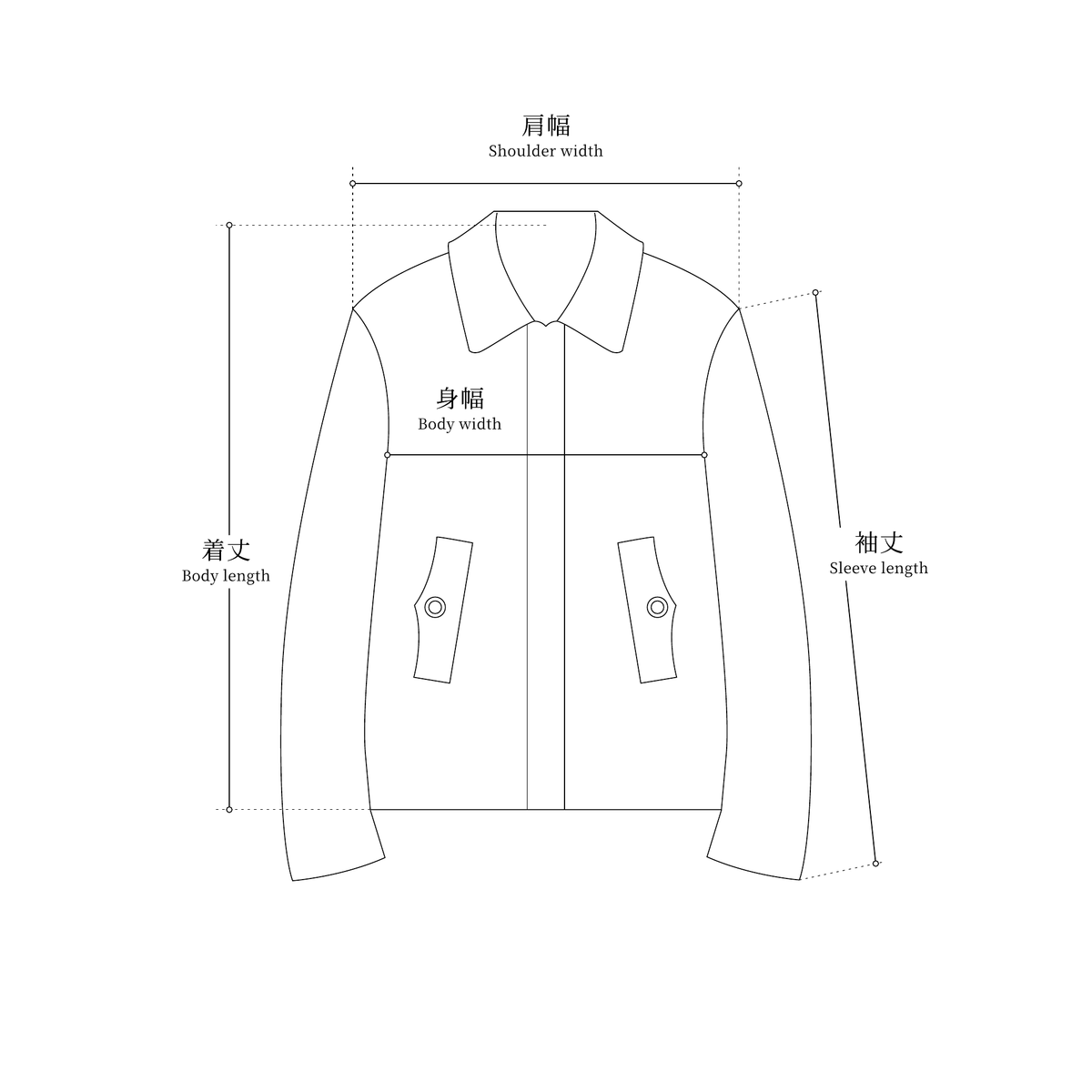 ジャケットの採寸図