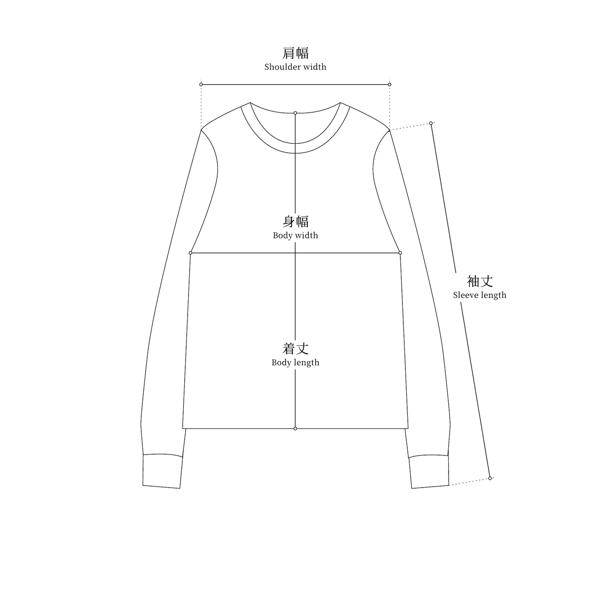 スウェットの採寸図